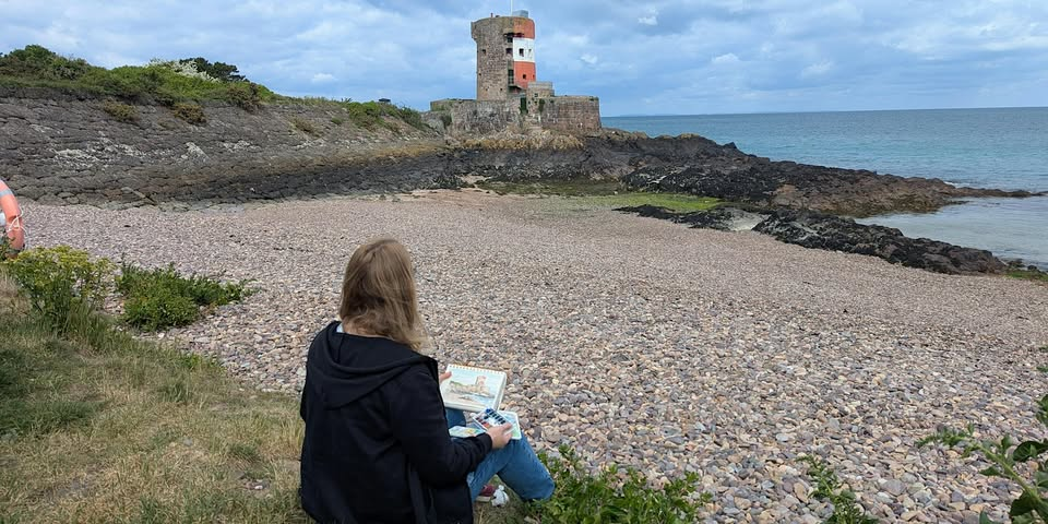 Children's landscape drawing with Jamie