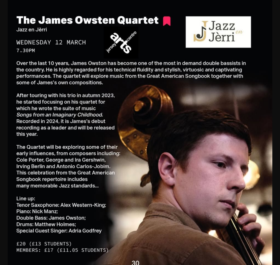 The James Owsten Jazz Quartet at Jersey Arts Centre.