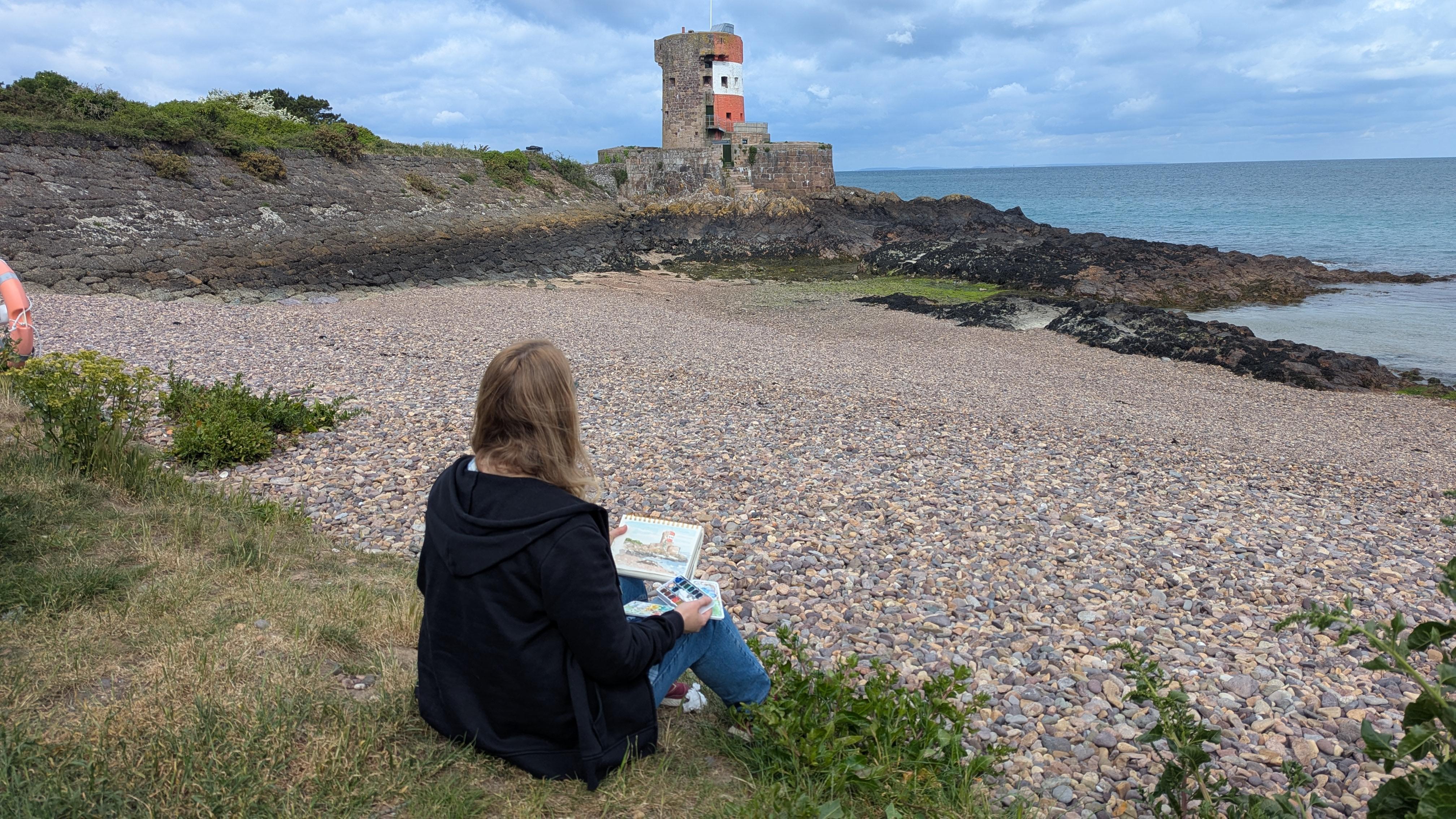 Children's landscape drawing with Jamie