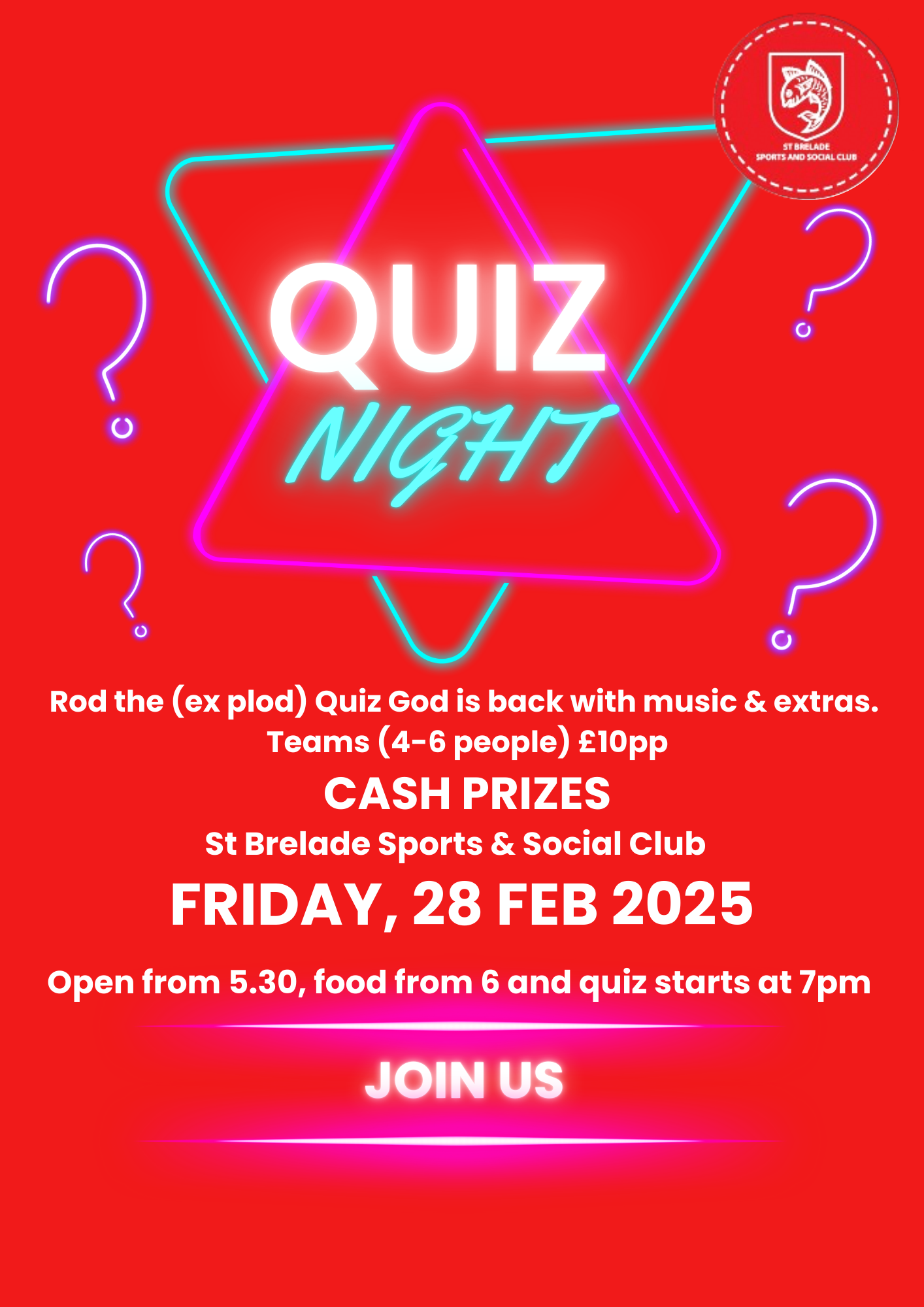 Quiz Night - with Rod the (ex plod) Quiz God