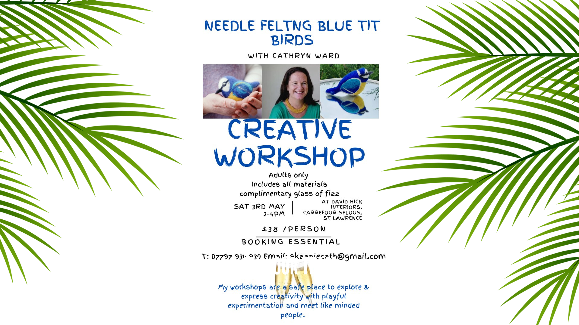 Needle felting blue tit birds