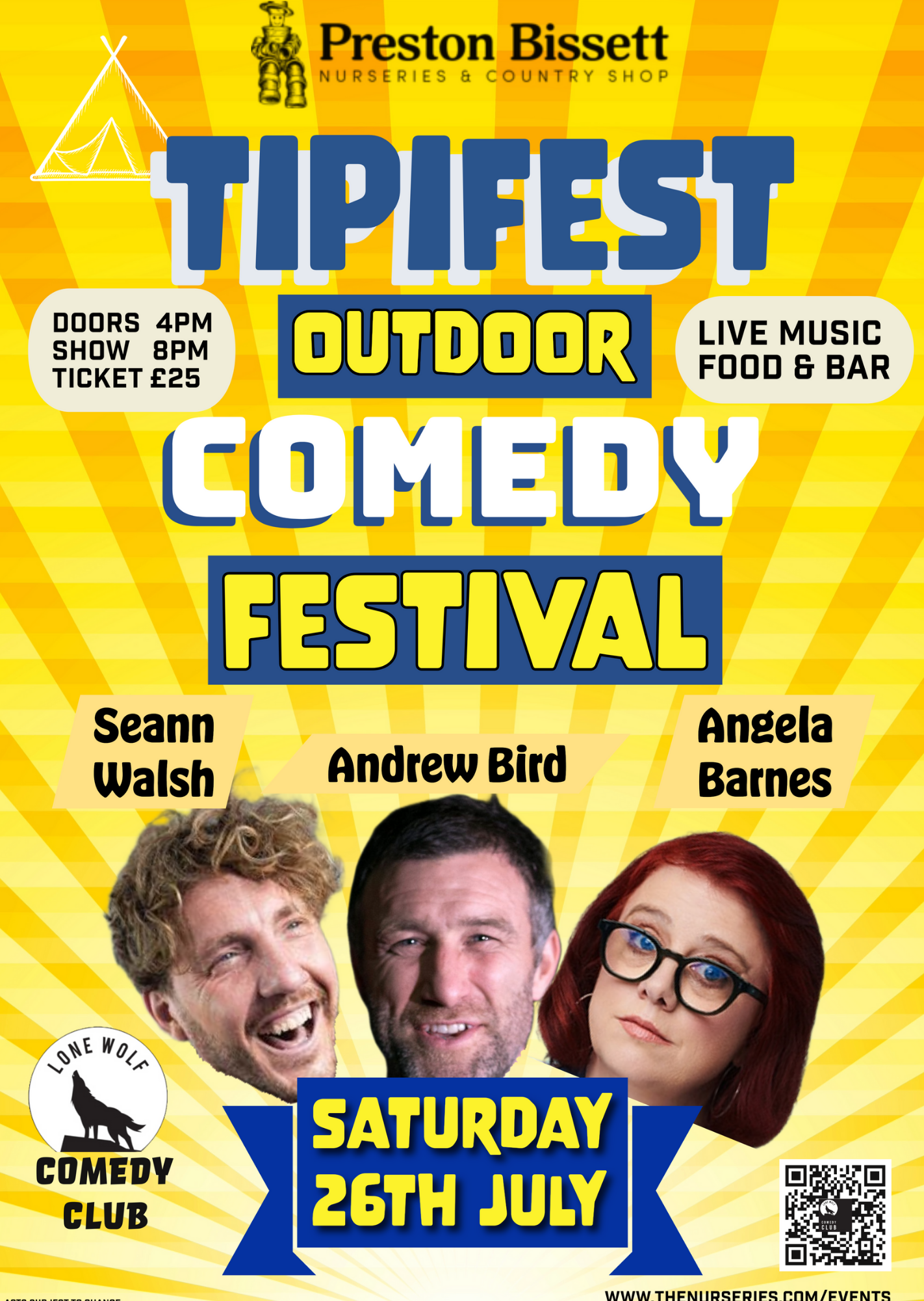 TIPI FEST – OUTDOOR COMEDY NIGHT, SATURDAY 26th JULY 2025